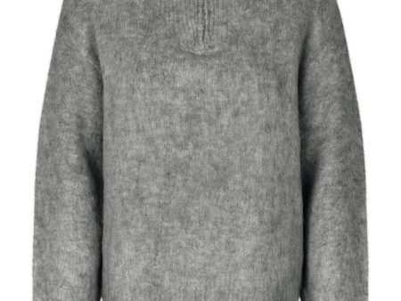 Modström - Kanemd Zip T-Neck - 7088 Dark Grey Melange Online