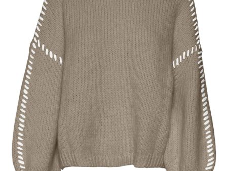 Vero Moda - Vmfeng Ls O-Neck Pullover Boo - 4598503 Silver Mink W. Snow White Online Hot Sale