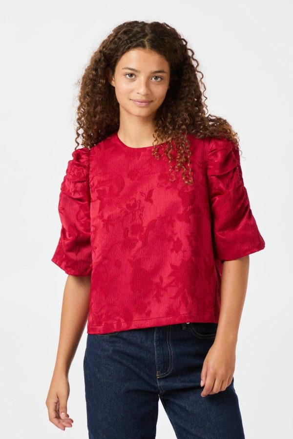 Neo Noir - Joba Jacquard Blouse 163868 - Red For Discount