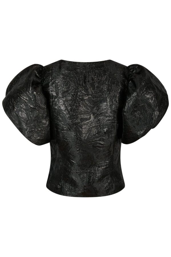 Neo Noir - Camia Metallic Brocade Blouse 163846 - Black For Cheap