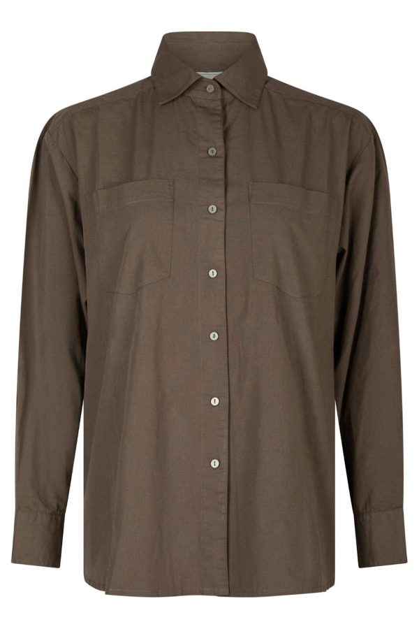 Neo Noir - Dalma C Poplin Shirt 164332 - Warm Grey Online