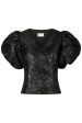 Neo Noir - Camia Metallic Brocade Blouse 163846 - Black For Cheap