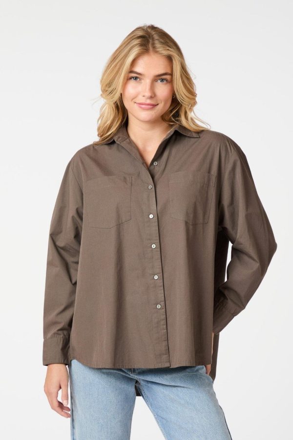 Neo Noir - Dalma C Poplin Shirt 164332 - Warm Grey Online