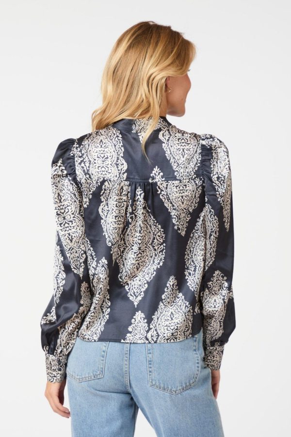 Neo Noir - Rosslyn Paisley Drop Blouse 163976 - Navy Cheap