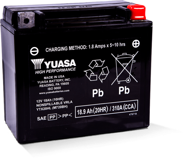 Yuasa YTX20HL Maintenance Free AGM 12 Volt Battery Online now